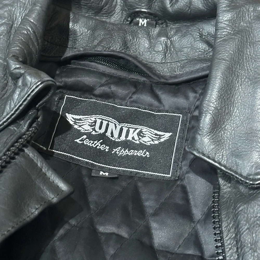 Unik Vtg Black Leather Fringe Jacket - Picture 6 of 16